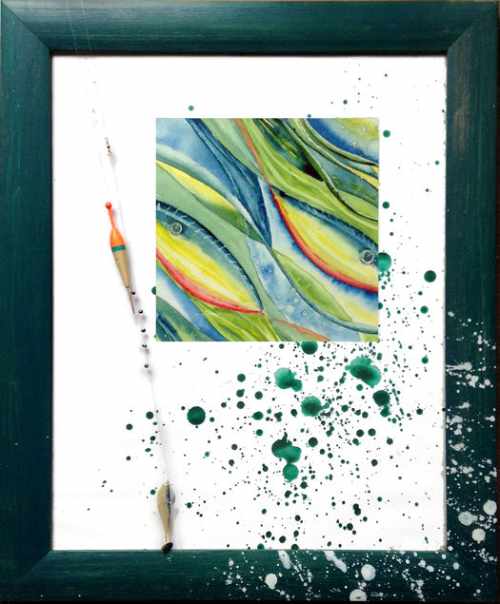 Aquarelle originale encadrée : Sous l'eau Sous l'eau, Abstraits - , aquarelle originale encadree, aquarelle avec cadre, carnet de voyage, aquarelle du monde