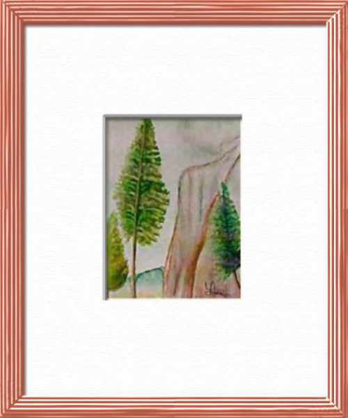 Aquarelle originale encadrée : El capitan , Yosemite - Californie - USA El capitan , Yosemite - Californie - USA, Paysages du monde - , aquarelle originale encadree, aquarelle avec cadre, carnet de voyage, aquarelle du monde