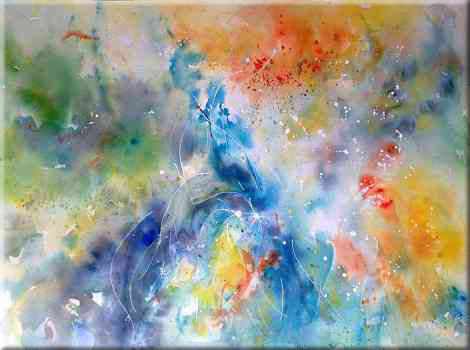 happy torments, Yes, I need colors !, Abstract - , original framed watercolour, world travel diary, world watercolour