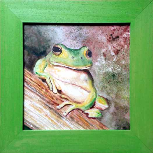 Aquarelle originale encadrée : Rainette sarde, D'après une photo de Quentin Rainette sarde, D'après une photo de Quentin, Nos amies les betes - , aquarelle originale encadree, aquarelle avec cadre, carnet de voyage, aquarelle du monde