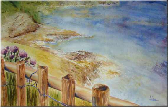 Aquarelle originale encadrée : Rayol Canadel, D'après une photo de Véro Rayol Canadel, D'après une photo de Véro, Marines, paysages marins - Paysages du monde - , aquarelle originale encadree, aquarelle avec cadre, carnet de voyage, aquarelle du monde