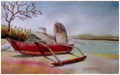 Une embarcation de pêcheur, Goa - Inde, peinture, aquarelle, carnet de voyage, monde, Clairanne Filaudeau 