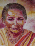 Aquarelle originale : Couleurs de l’Asie-Femme Indienne au marché