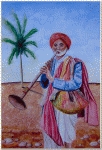 Aquarelle originale : People-A nomadic musician , Goa - India 