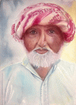 Aquarelle originale : Couleurs de l’Asie-L'homme au turban