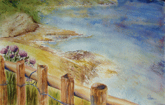 Aquarelle originale : Paysages du monde-Rayol Canadel