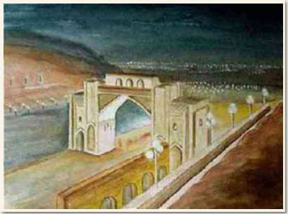 Aquarelle originale, Conte des mille et une nuits, Shiraz -Iran, peinture, aquarelle, carnet de voyage , ispahan, iran, nuit