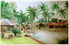 Halte exotique sous la palmeraie, Cherating - Malaisie, peinture, aquarelle, carnet de voyage, monde, Clairanne Filaudeau 